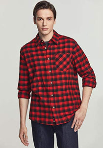 CQR Men's All Cotton Flannel Shirt, Long Sleeve Casual Button Up Plaid Shirt, Brushed Soft Outdoor Shirts, Plaid Flannel(hof001) - Red Buffalo, X-Small