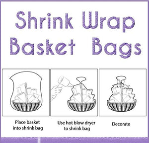 Shrink Wrap 5 Pack Basket Bags for Gift Baskets Clear Cellophane PVC Shrink Bags 32"x 40"