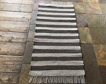 VERMONT WOVEN 2x4 Wool Rug / brown,grey stripes