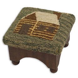 Cabin Hooked Top Foot Stool - Hickory Foot Stool