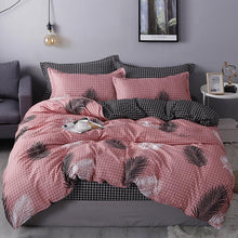 Load image into Gallery viewer, Nordic Bedding Set Leaf Printed Bed Linen Plaid Duvet Cover Set Single Double Queen King Quilt Covers Modern Sheet Bedclothes