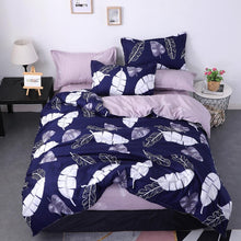 Load image into Gallery viewer, Nordic Bedding Set Leaf Printed Bed Linen Plaid Duvet Cover Set Single Double Queen King Quilt Covers Modern Sheet Bedclothes