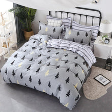 Load image into Gallery viewer, Nordic Bedding Set Leaf Printed Bed Linen Plaid Duvet Cover Set Single Double Queen King Quilt Covers Modern Sheet Bedclothes