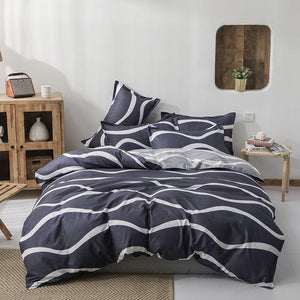 Nordic Bedding Set Leaf Printed Bed Linen Plaid Duvet Cover Set Single Double Queen King Quilt Covers Modern Sheet Bedclothes