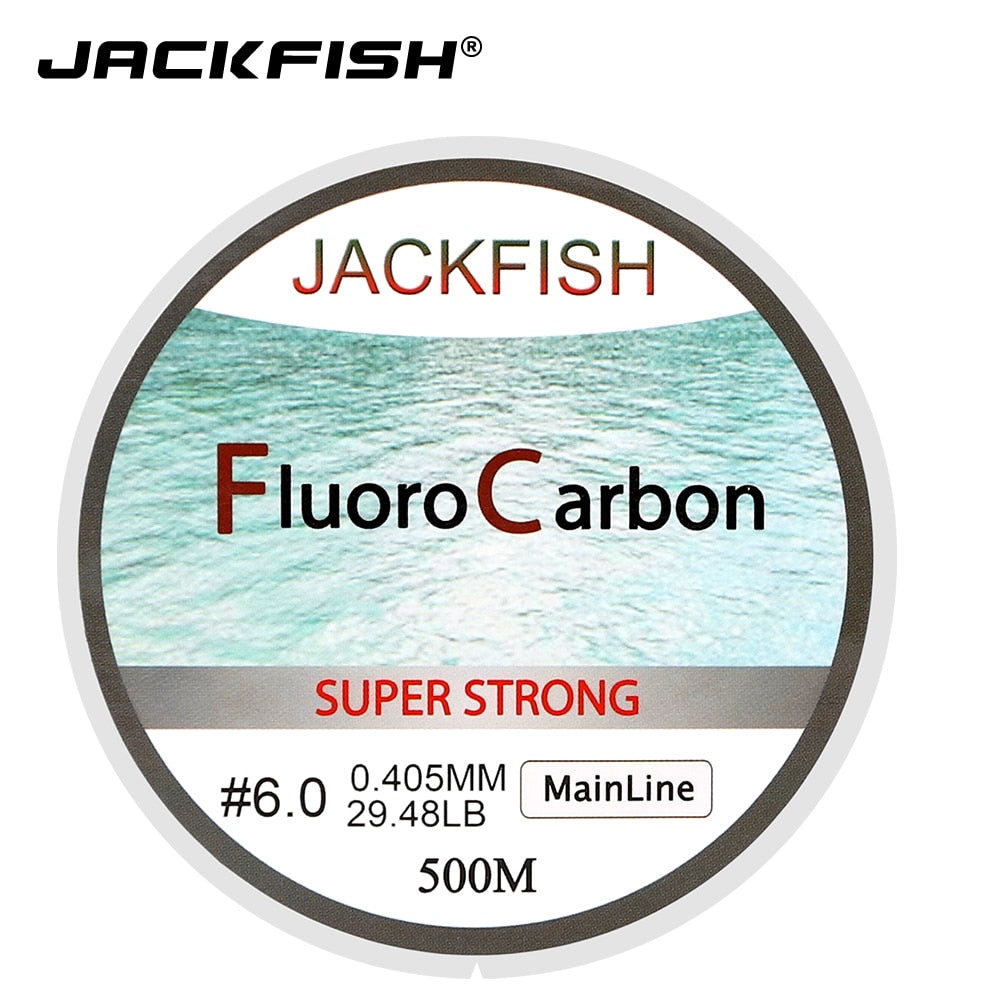 JACKFISH HOT SALE 500M Fluorocarbon Fishing Line  5-32LB test Carbon Fiber Leader Line 0.165-0.46mm fly fishing line pesca