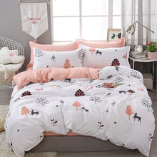 Load image into Gallery viewer, Nordic Bedding Set Leaf Printed Bed Linen Plaid Duvet Cover Set Single Double Queen King Quilt Covers Modern Sheet Bedclothes