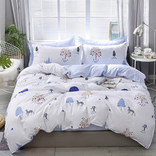 Load image into Gallery viewer, Nordic Bedding Set Leaf Printed Bed Linen Plaid Duvet Cover Set Single Double Queen King Quilt Covers Modern Sheet Bedclothes