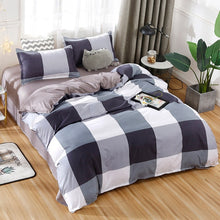 Load image into Gallery viewer, Nordic Bedding Set Leaf Printed Bed Linen Plaid Duvet Cover Set Single Double Queen King Quilt Covers Modern Sheet Bedclothes