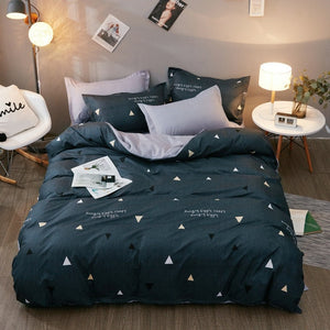 Nordic Bedding Set Leaf Printed Bed Linen Plaid Duvet Cover Set Single Double Queen King Quilt Covers Modern Sheet Bedclothes