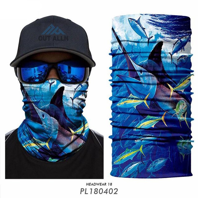 High Elastic Fishing Face Mask Outdoors Tube Bandana Fisher Neck Gaiter Trout Carp Sunscreen Headband Fishing Face Shield Masks