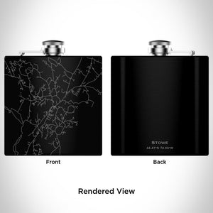 Stowe - Vermont Map Hip Flask in Matte Black
