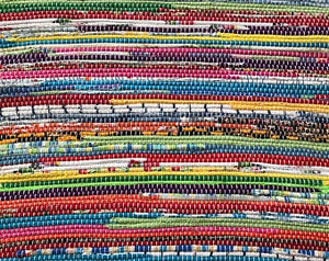 VERMONT WOVEN 2x5 Rag Rug / Bright Multicolored / Red, Orange, Yellow, Green, Blue, Indigo, Violet